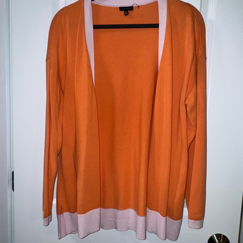 Talbots Orange and Pink Girlfriend Cardigan Sweater